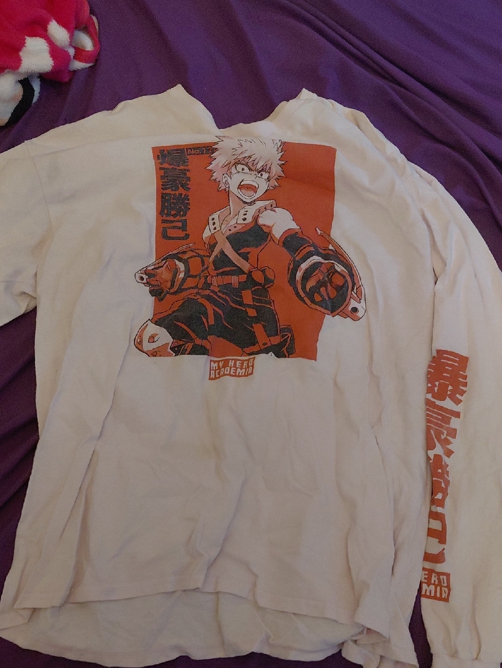 My Hero Academia Bakugo Graphic Long Sleeve Tee - White & Orange